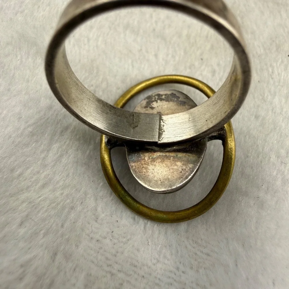 Vintage Taxco Sterling Silver Artisan Ring Modernist Size 10